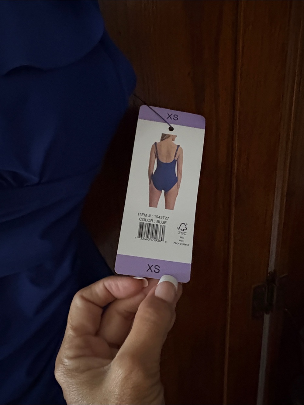 Dkny Royal Blue Ruffle V-Neck One-Piece Swimsuit - Picture 5 of 7